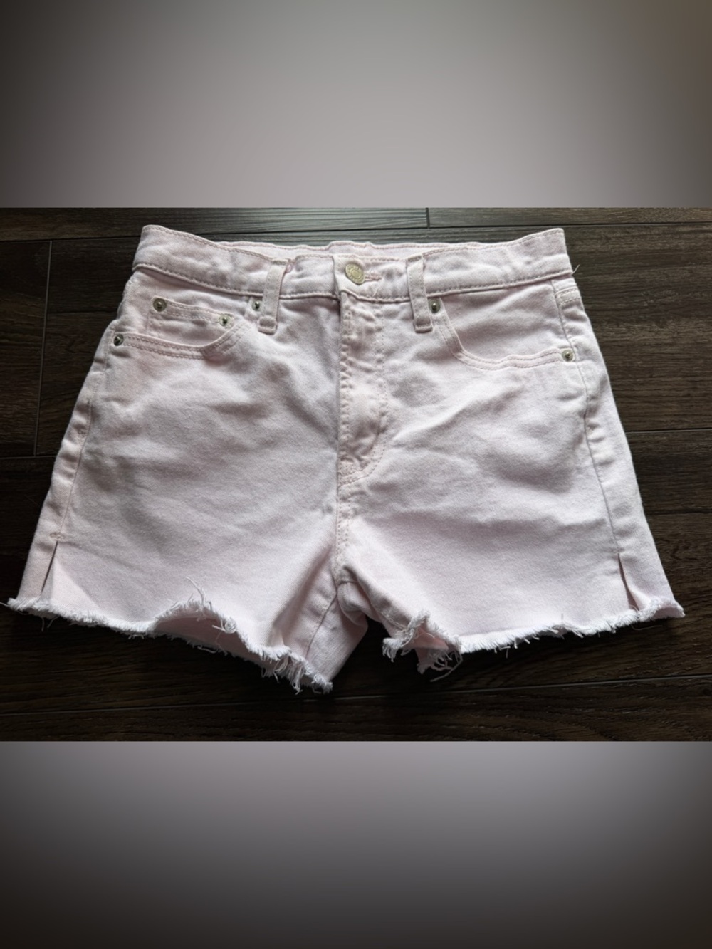 GAP Pastel Pink Frayed Hem Denim Shorts